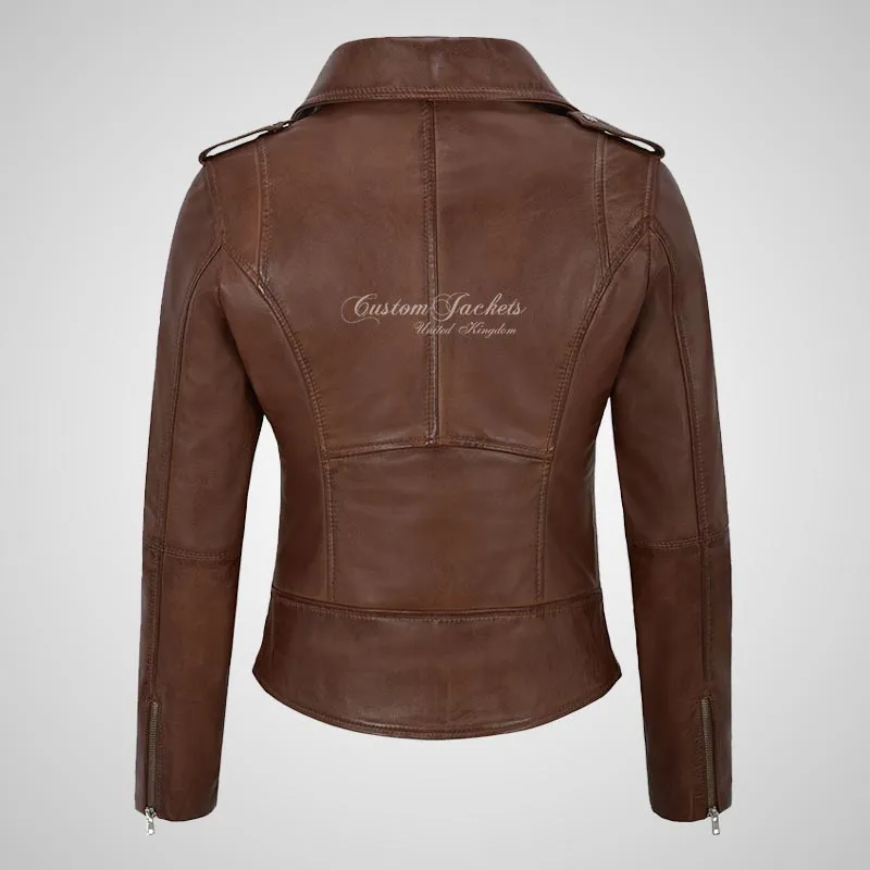 BRYNN Womens Leather Biker Jacket