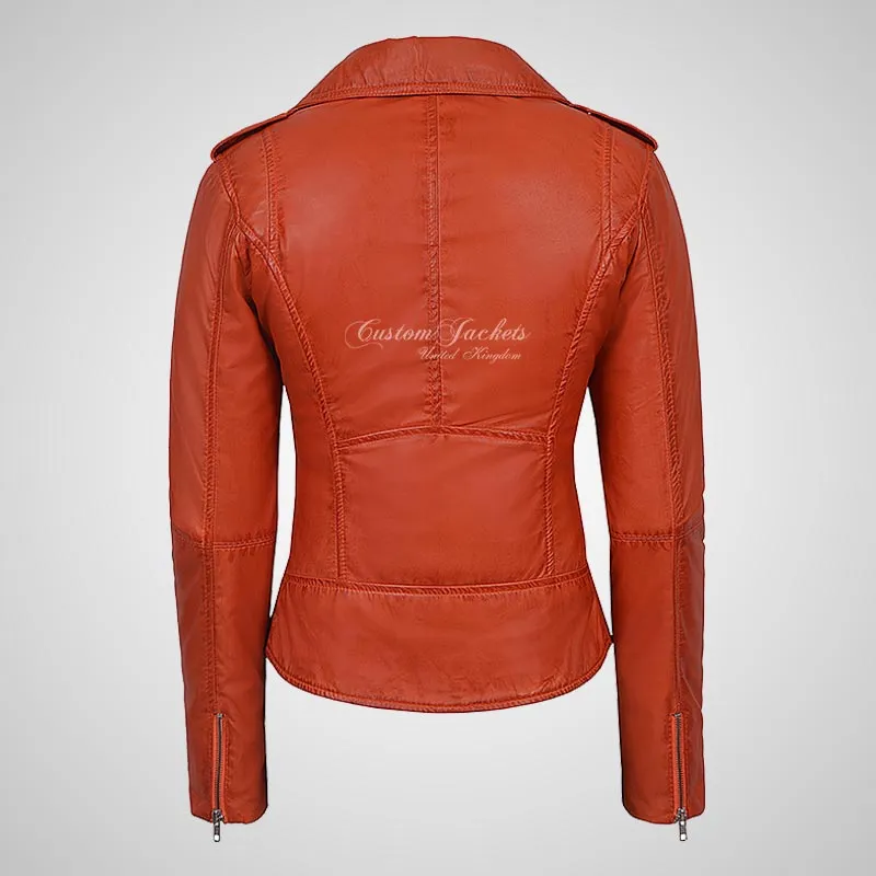 BRYNN Womens Leather Biker Jacket