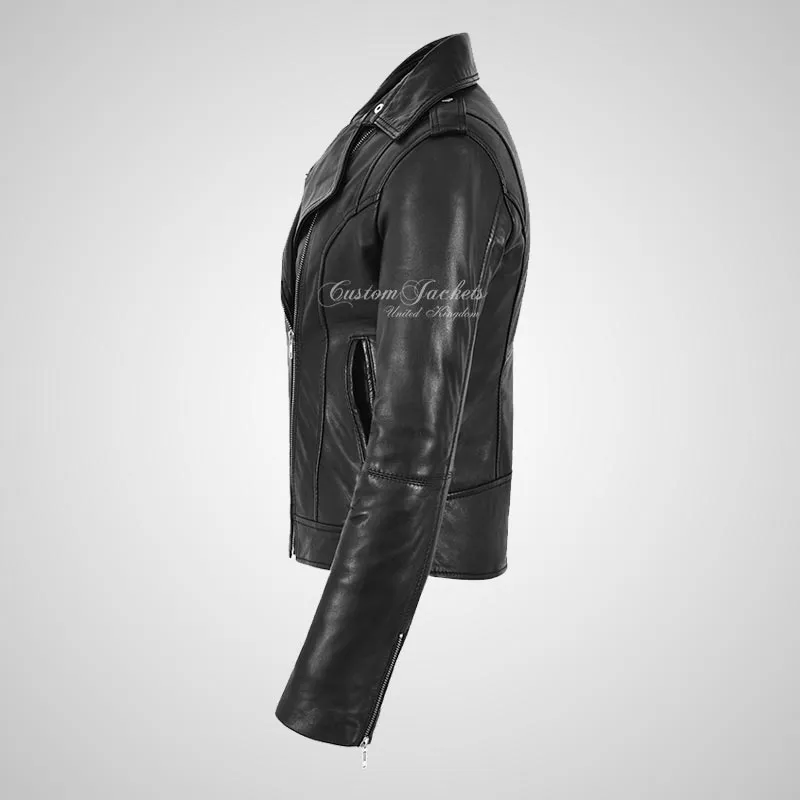 BRYNN Womens Leather Biker Jacket