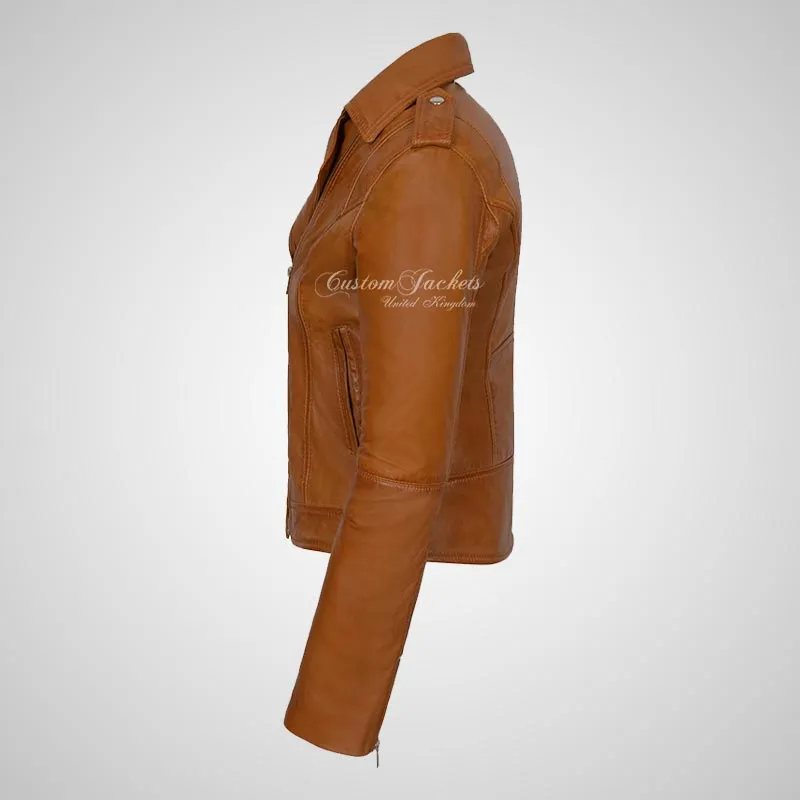 BRYNN Womens Leather Biker Jacket