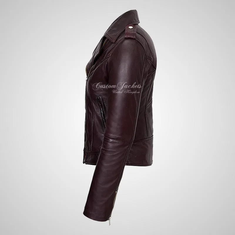 BRYNN Womens Leather Biker Jacket