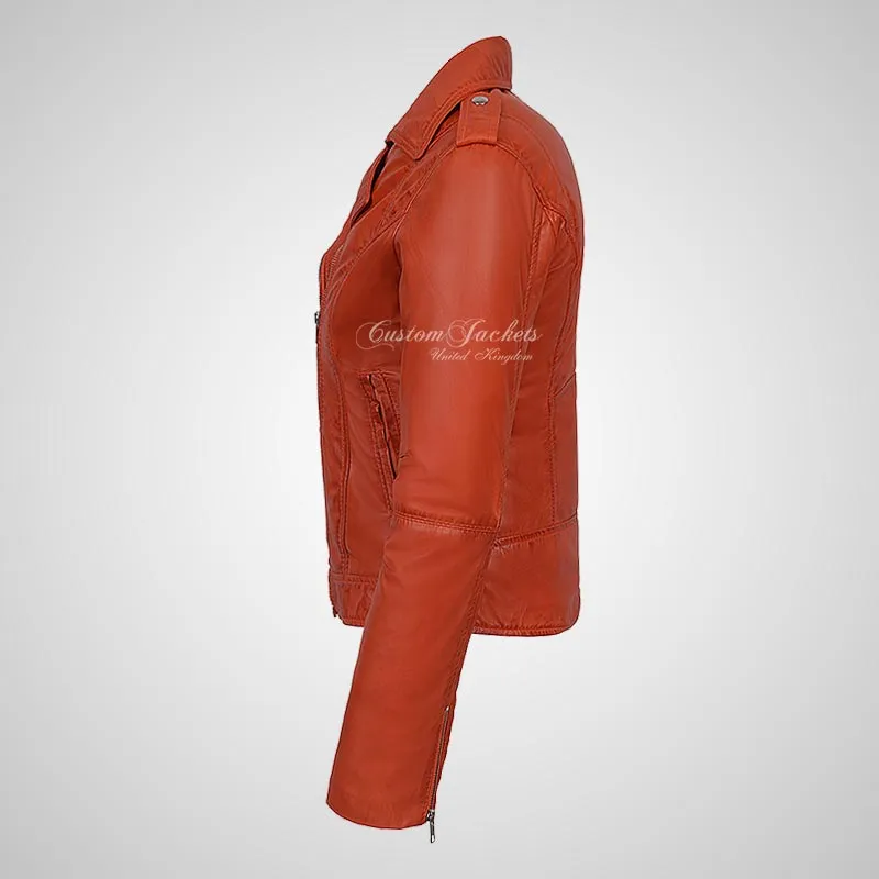 BRYNN Womens Leather Biker Jacket
