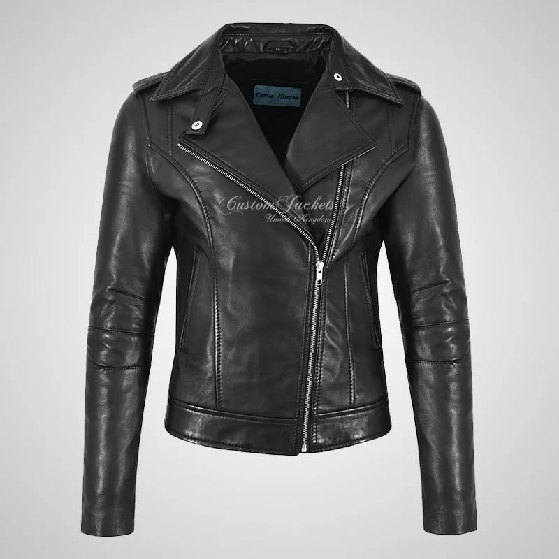 BRYNN Womens Leather Biker Jacket