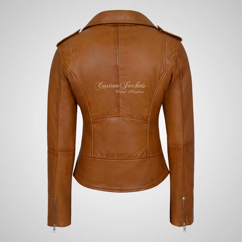BRYNN Womens Leather Biker Jacket