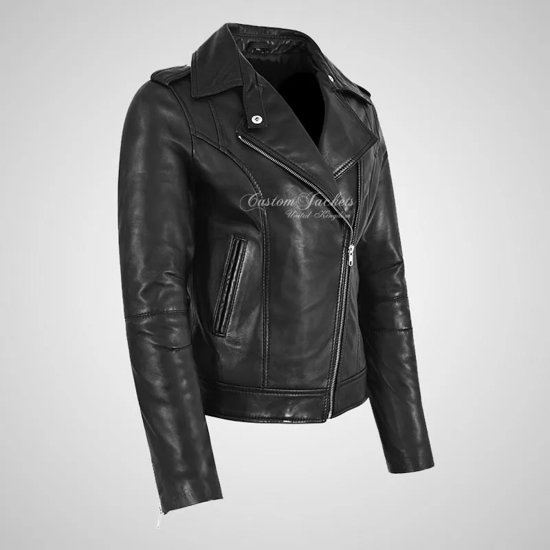 BRYNN Womens Leather Biker Jacket