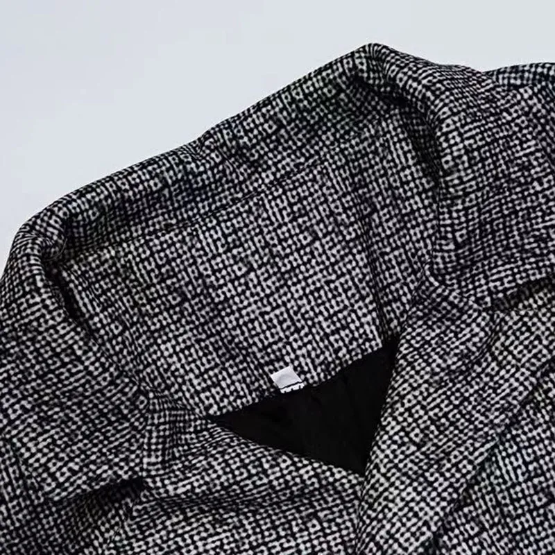 Business Plaid Notched Collar Button Pocket Long Sleeve Blazer 250199967