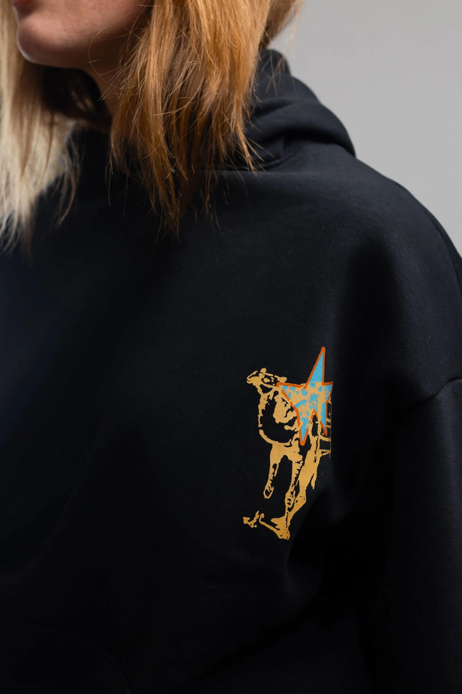 Camel Print Hoodie-Black