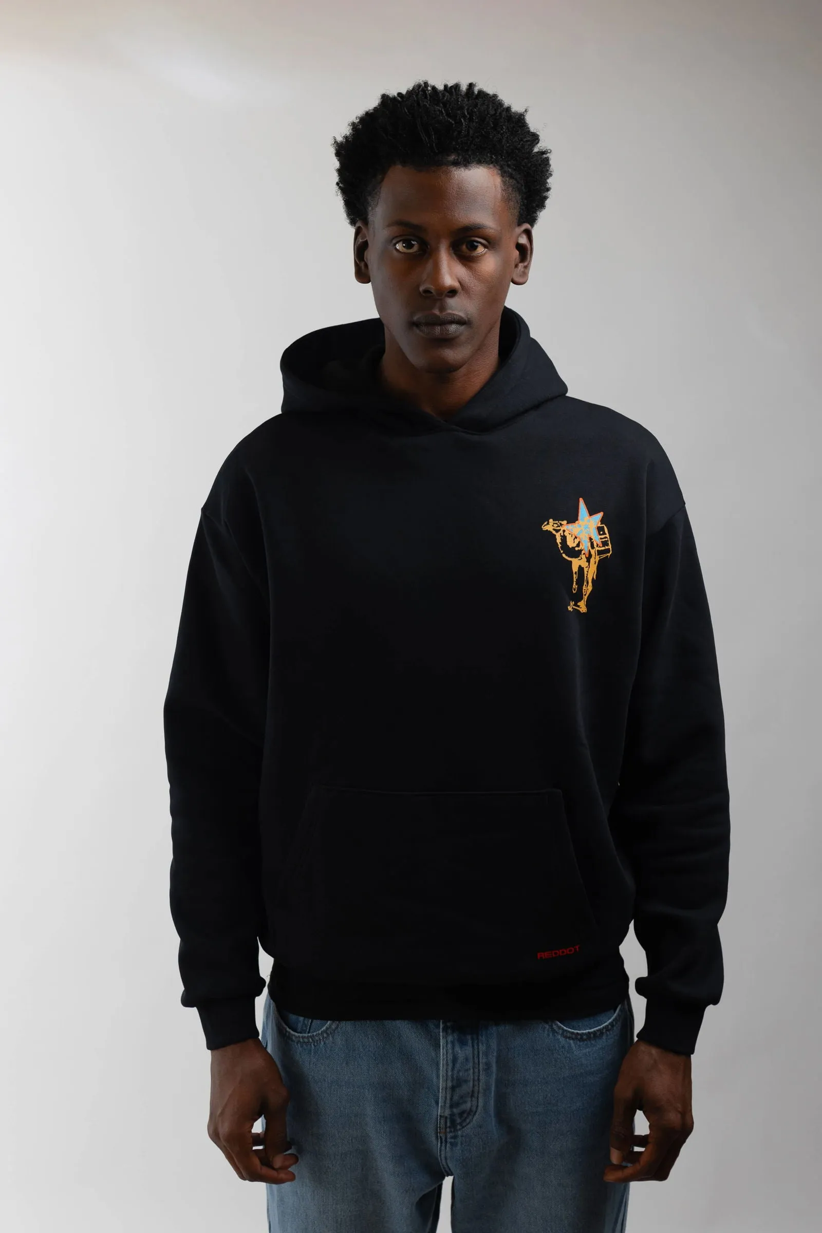 Camel Print Hoodie-Black