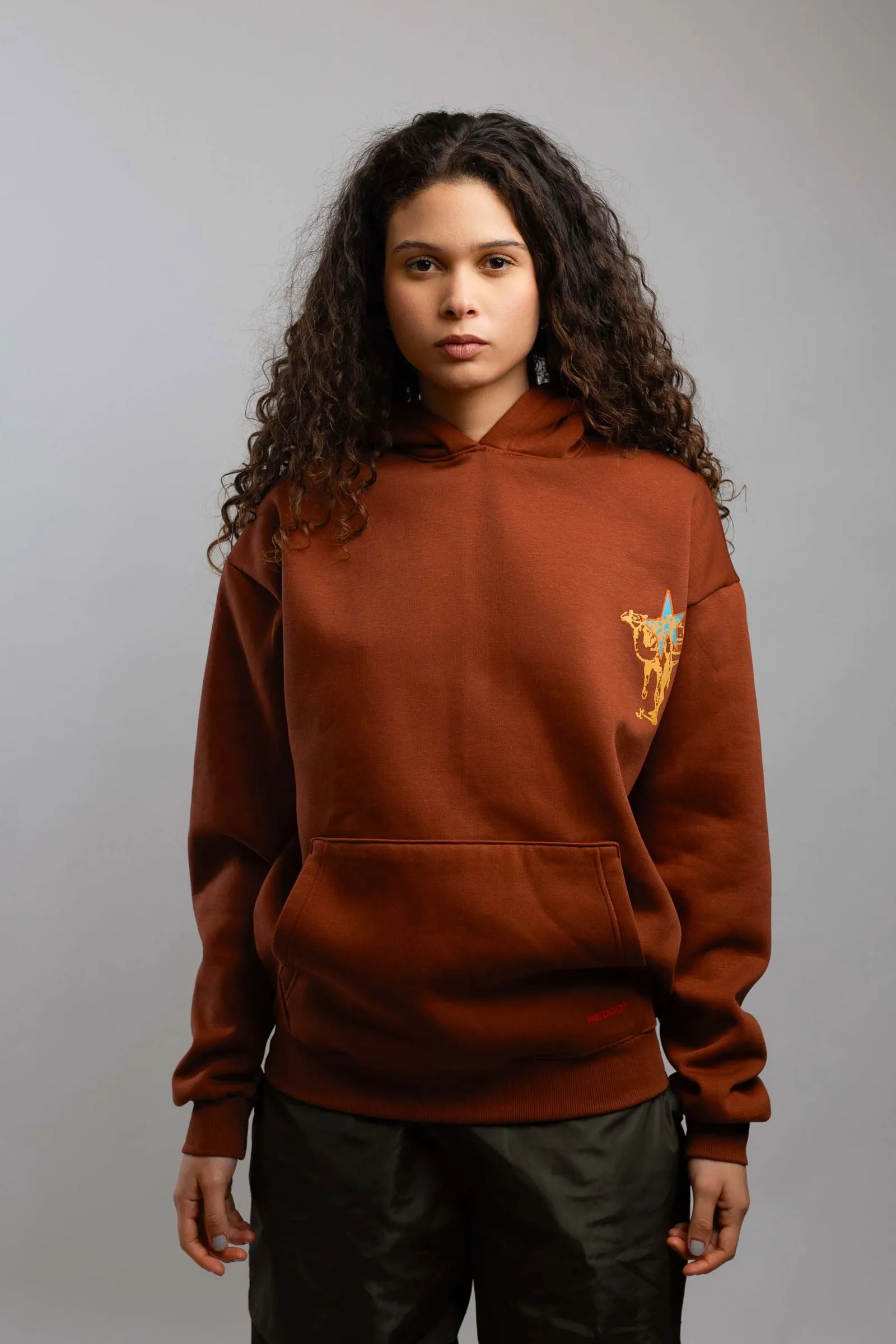 Camel Print Hoodie-Brown