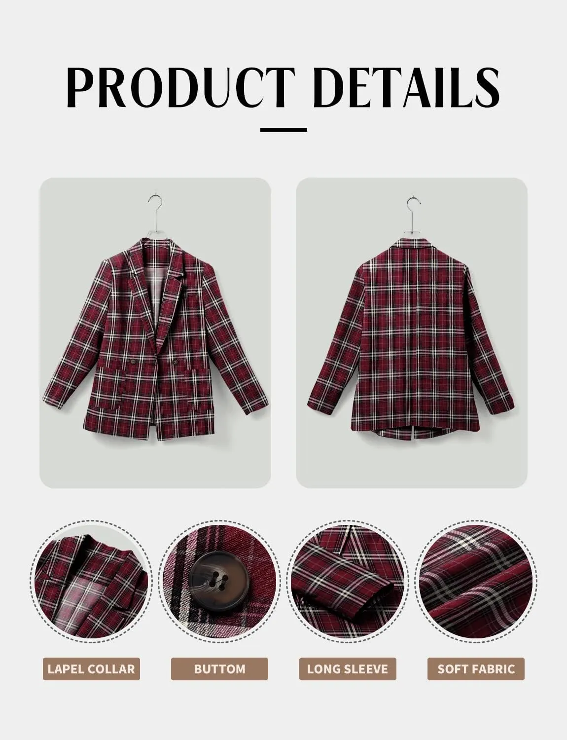 CHICZONE Womens Long Sleeve Casual Blazers Open Front Lapel Button Work Office Blazer Jackets