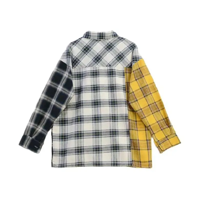 Colorblock plaid shirt