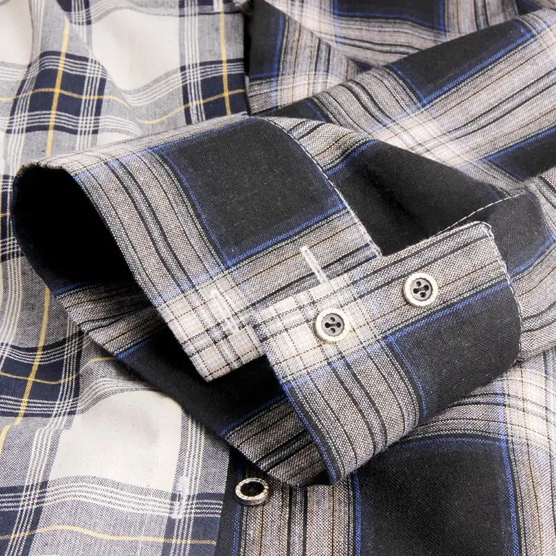 Colorblock plaid shirt
