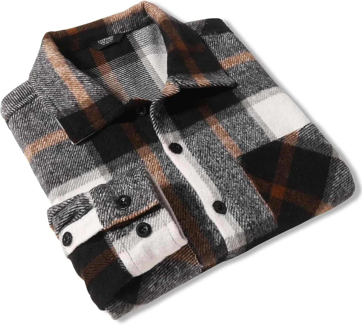 COOFANDY Men's Flannel Shirts Casual Button Down Plaid Shirt Jacket Long Sleeve Fleece Shacket with Pockets