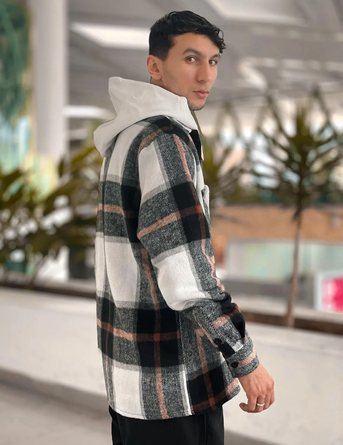 COOFANDY Men's Flannel Shirts Casual Button Down Plaid Shirt Jacket Long Sleeve Fleece Shacket with Pockets