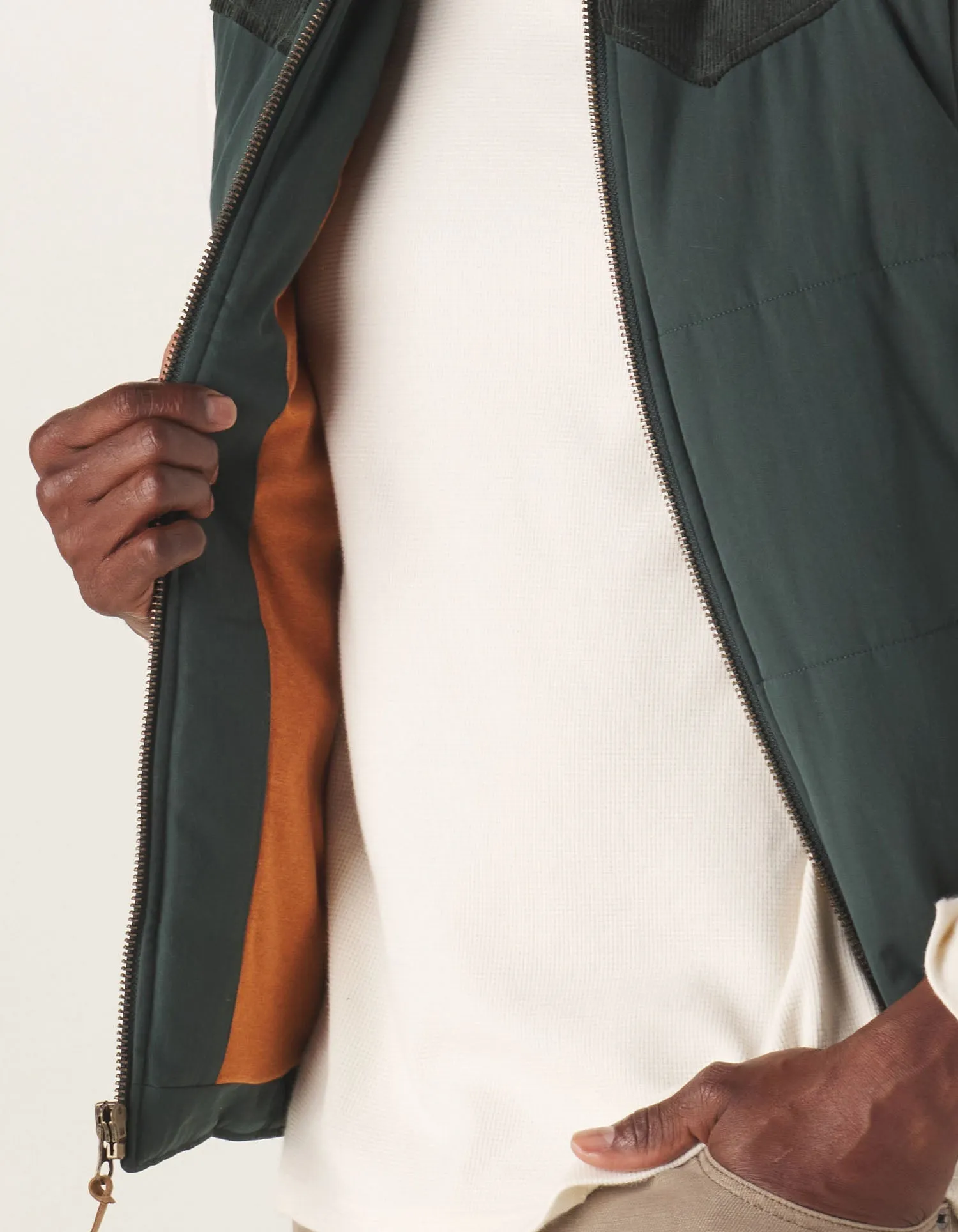 Cord Dano Vest in Deep Forest