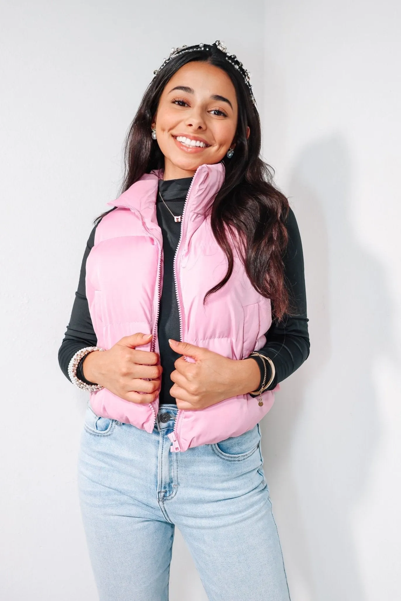 Cotton Candy Bow Puffer Vest