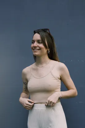cotton crop top - powder