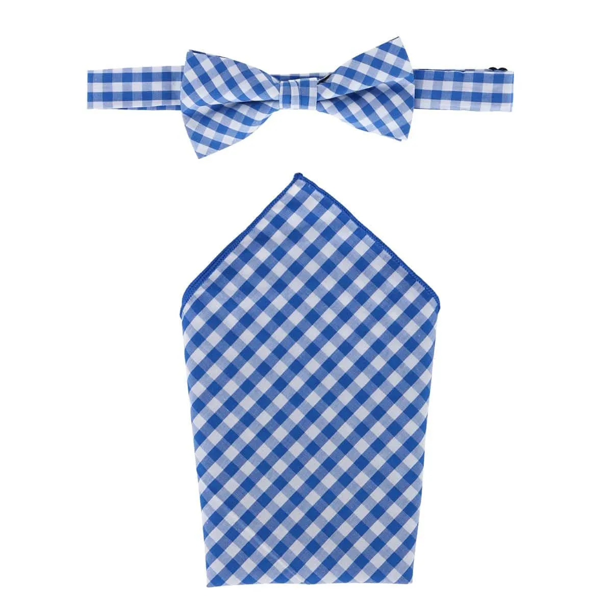 CTM® Men's Cotton Checkered Bow Tie and Handkerchief Set