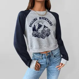 Danica Casual Raglan Sleeve Knit Crop Hoodie