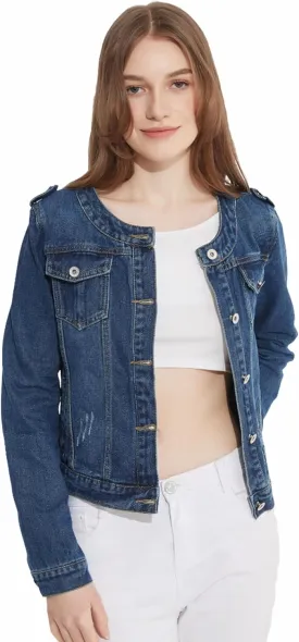 Denim Jacket For Women Jean Cropped Jacket Light Weight Soft Coat Fitted Thin Top Trendy Shacket