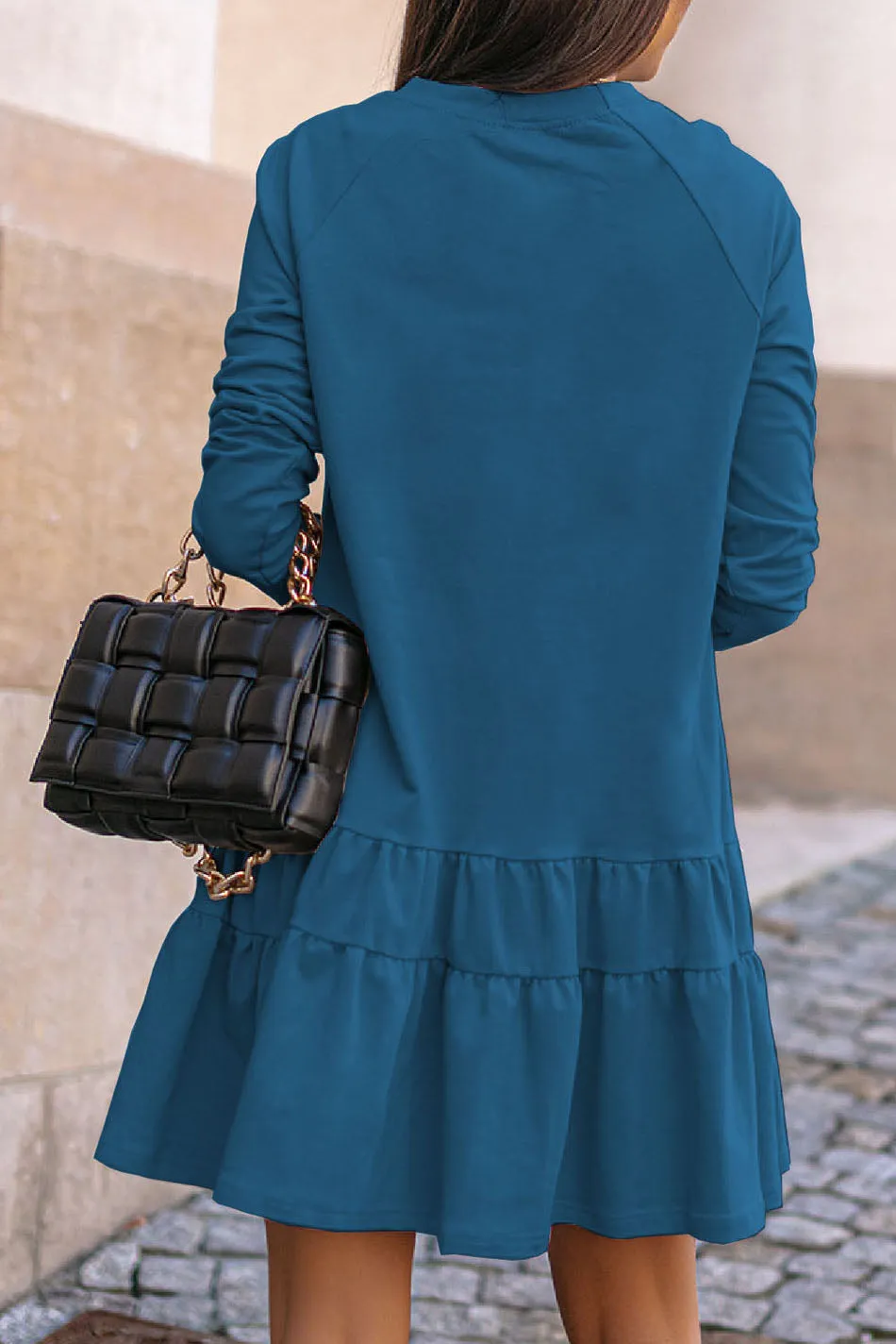 elveswallet Long Sleeve Scalloped Sweatshirt Dress