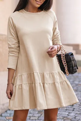 elveswallet Long Sleeve Scalloped Sweatshirt Dress