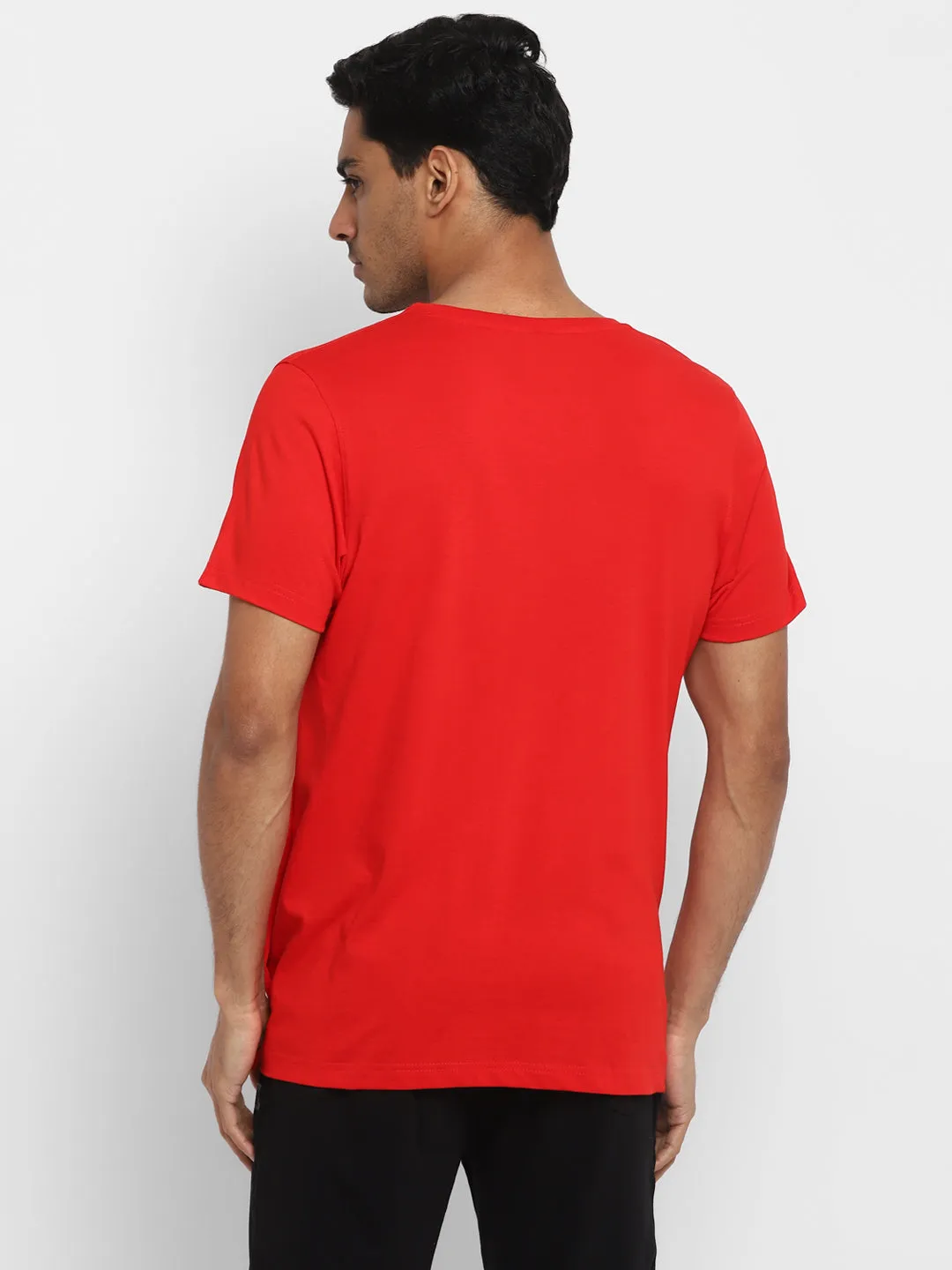 Essentials Red & Blue Solid V Neck T-Shirt (Pack of 2)