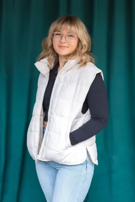 Ever Essential Lightweight Puffer Vest: Ecru