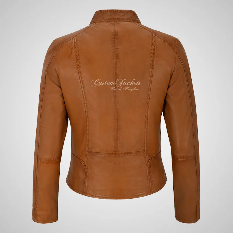 FIERCE Women's Biker Leather Jacket Fitted