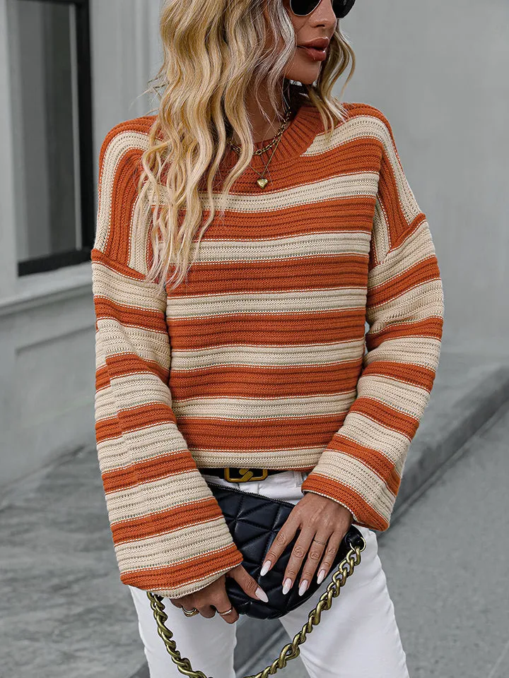 Fresh Take Striped Drop Shoulder Knit Sweater