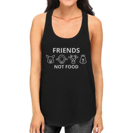 Friends Not Food Womens Black Tanks Unique Design For Animal Lovers