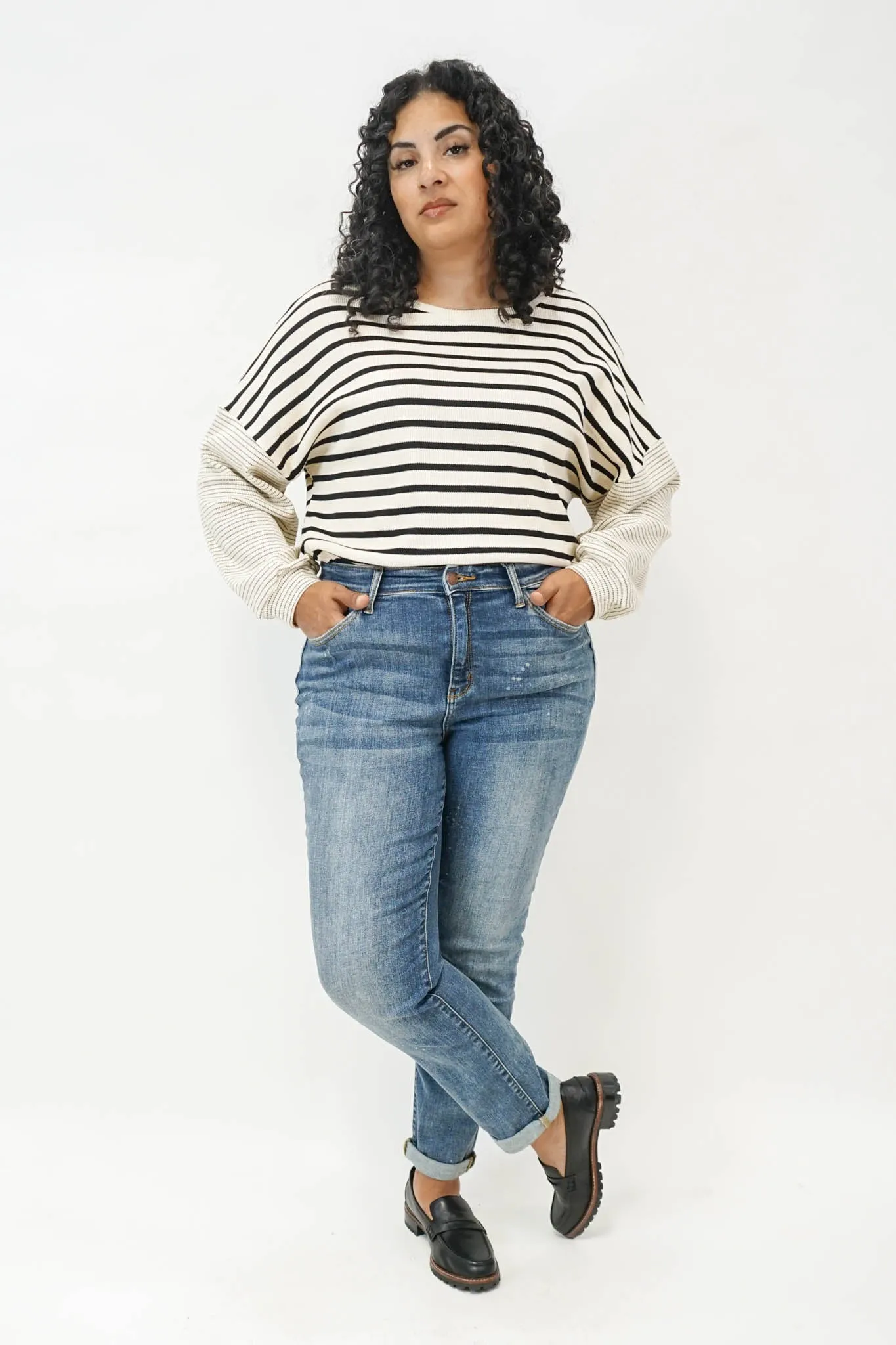 Gabrielle Striped Long Sleeve Top