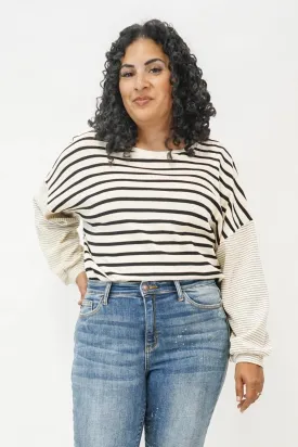 Gabrielle Striped Long Sleeve Top