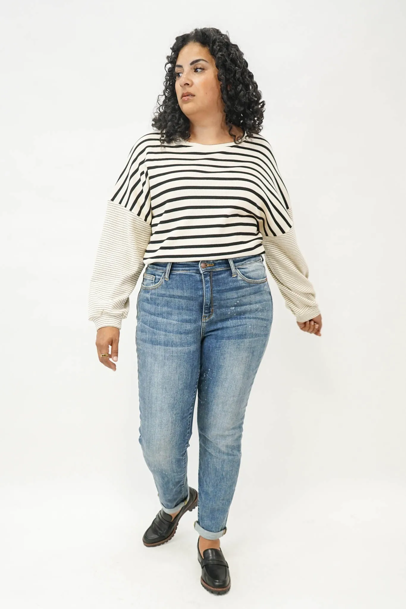 Gabrielle Striped Long Sleeve Top