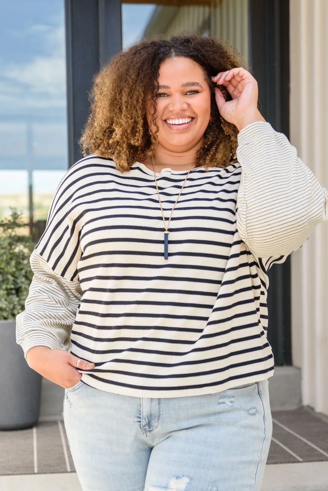 Gabrielle Striped Long Sleeve Top