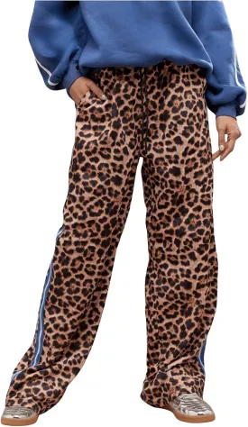 GORGLITTER Women's Leopard Wide Leg Pants Stripe Elastic High Waisted Sweatpants