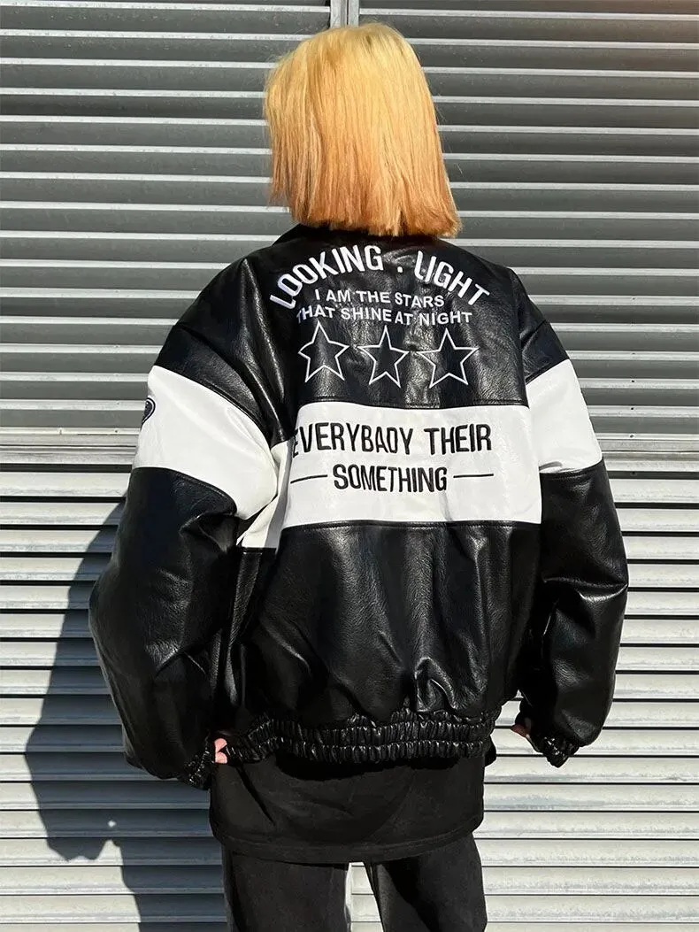 Graphic Faux Leather Jacket