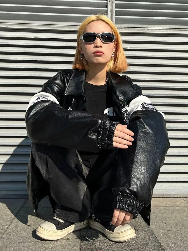 Graphic Faux Leather Jacket