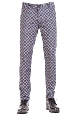 Gray Blue "Miami" Plaid Stretch Pants