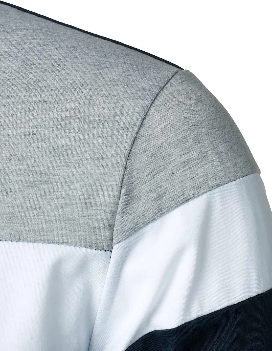 HOOD CREW Mens Long Sleeve Shirts Fashion Color Block Striped Polo Shirt