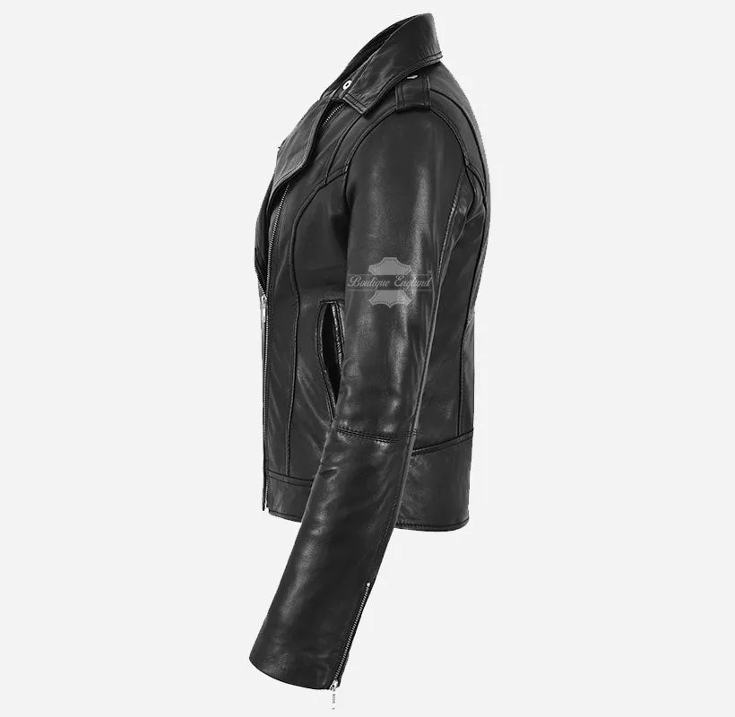 Inês Biker Leather Jacket For Ladies Fitted Fashion Leather Jacket