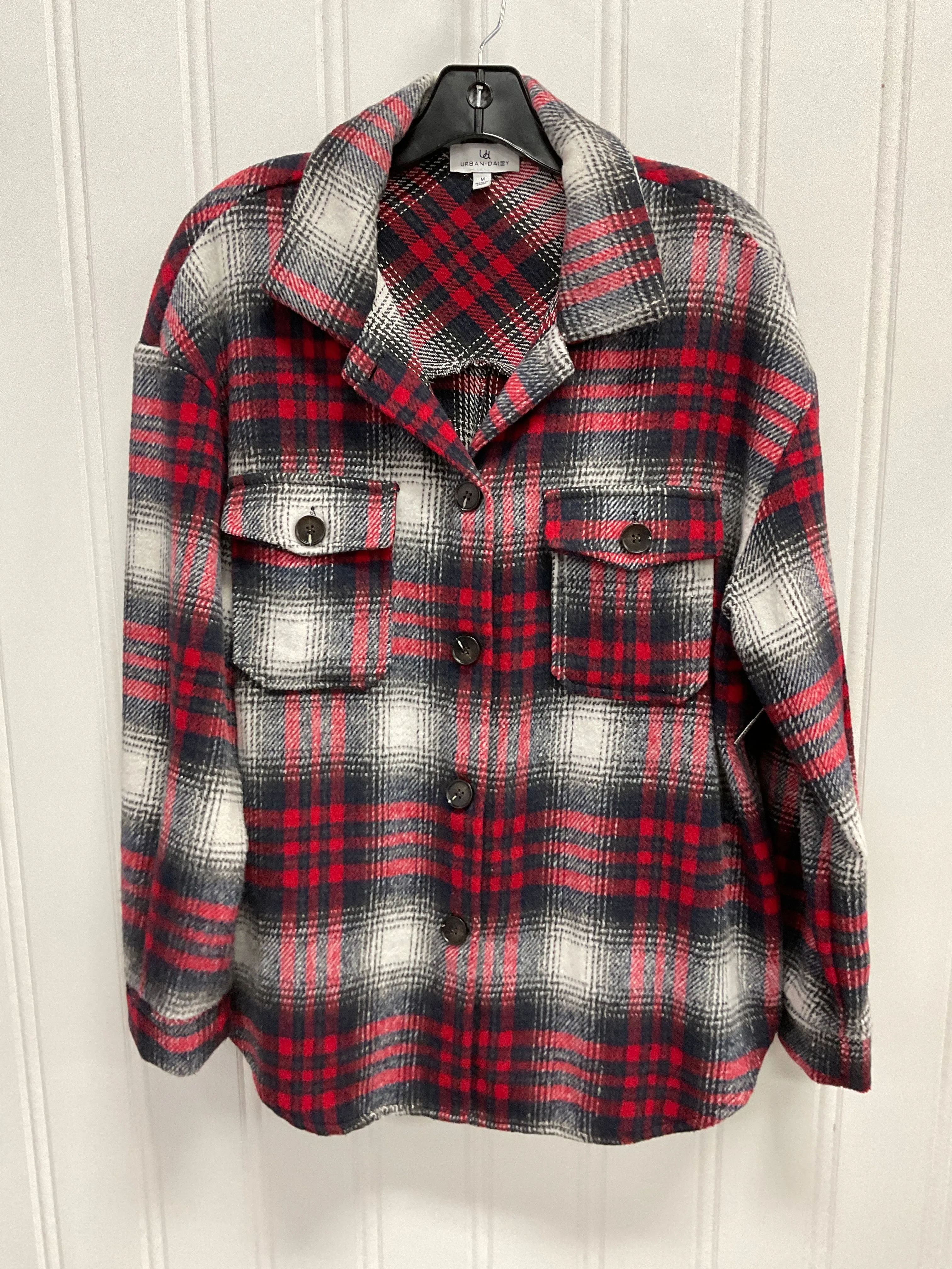 Jacket Shirt By Clothes Mentor In Plaid Pattern, Size:M