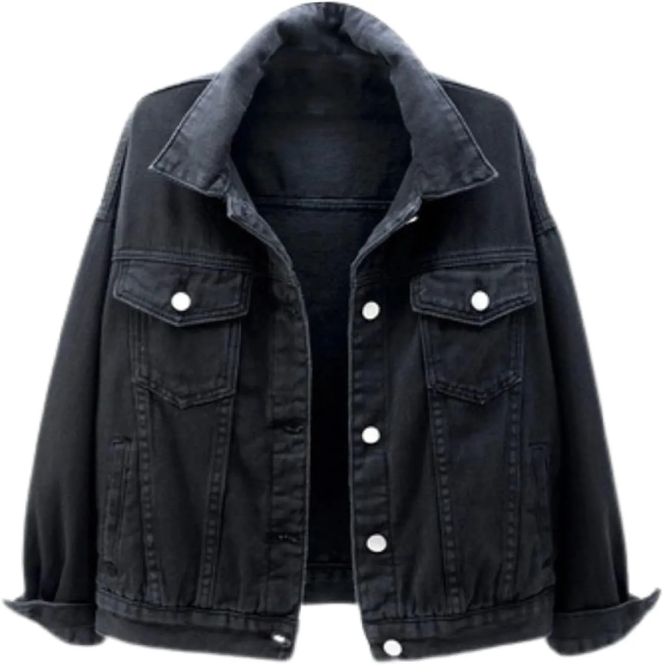 Jean Jacket Women Casual Long Sleeve Button Down Lapel Cropped Denim Top Lightweight Candy Color Plus Size Blazer