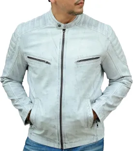 Jild Timeless Classic Leather Jacket Men - Biker Style Real Lambskin Caf Racer Vintage Look Motorcycle Jackets for Men