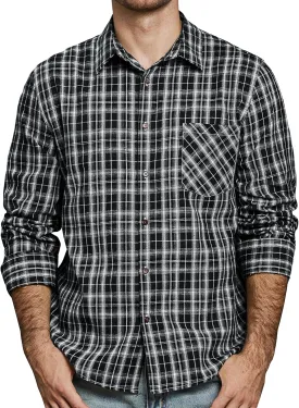 JOGAL Long Sleeve Shirts for Men Plaid Button Down Shirt Mens Casual Cotton Button Up Pocket Shirt