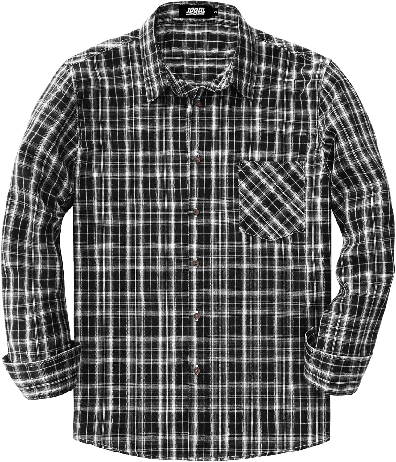JOGAL Long Sleeve Shirts for Men Plaid Button Down Shirt Mens Casual Cotton Button Up Pocket Shirt