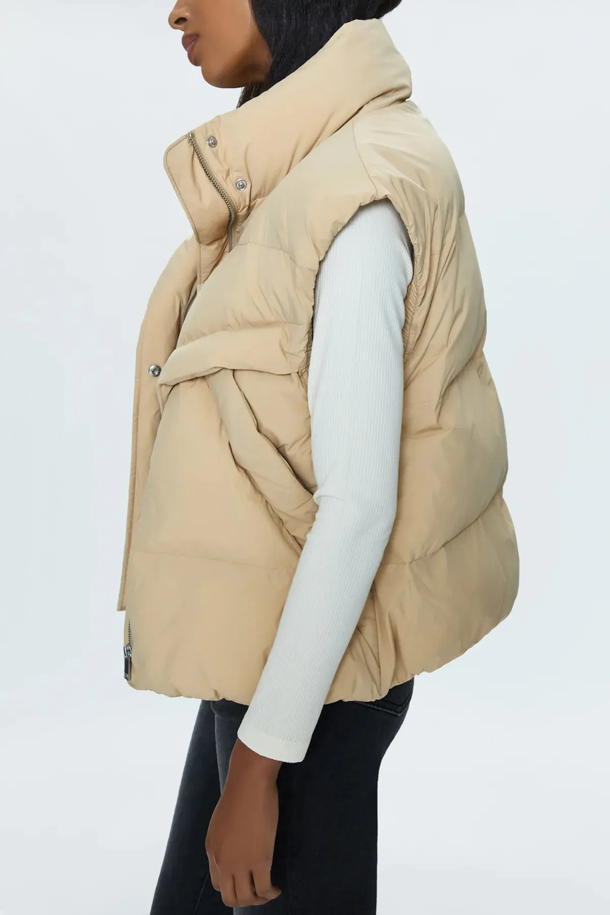 Joss Quilted Puffer Vest | Warm Sand