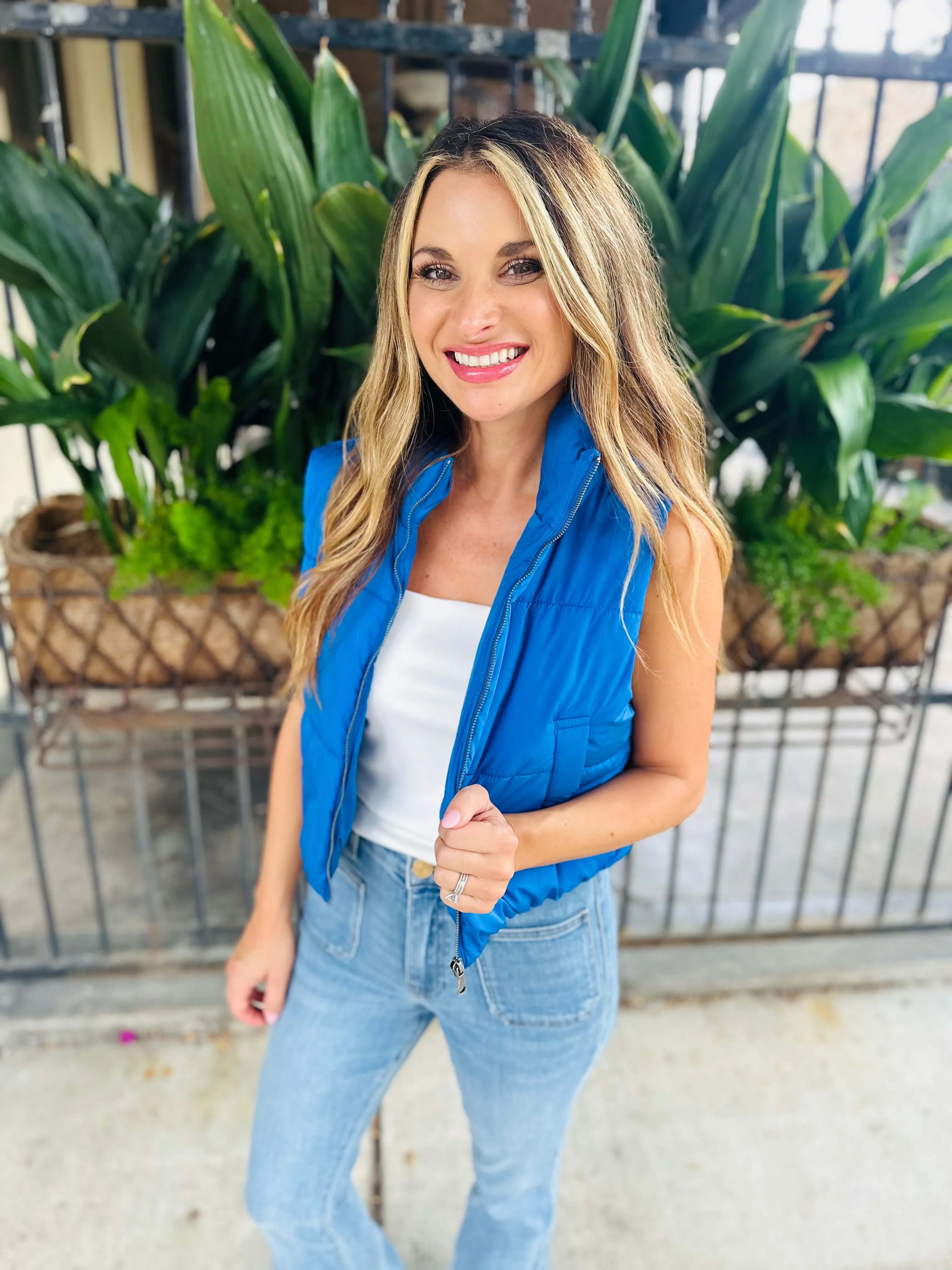 Landon Puffer Vest- Cobalt