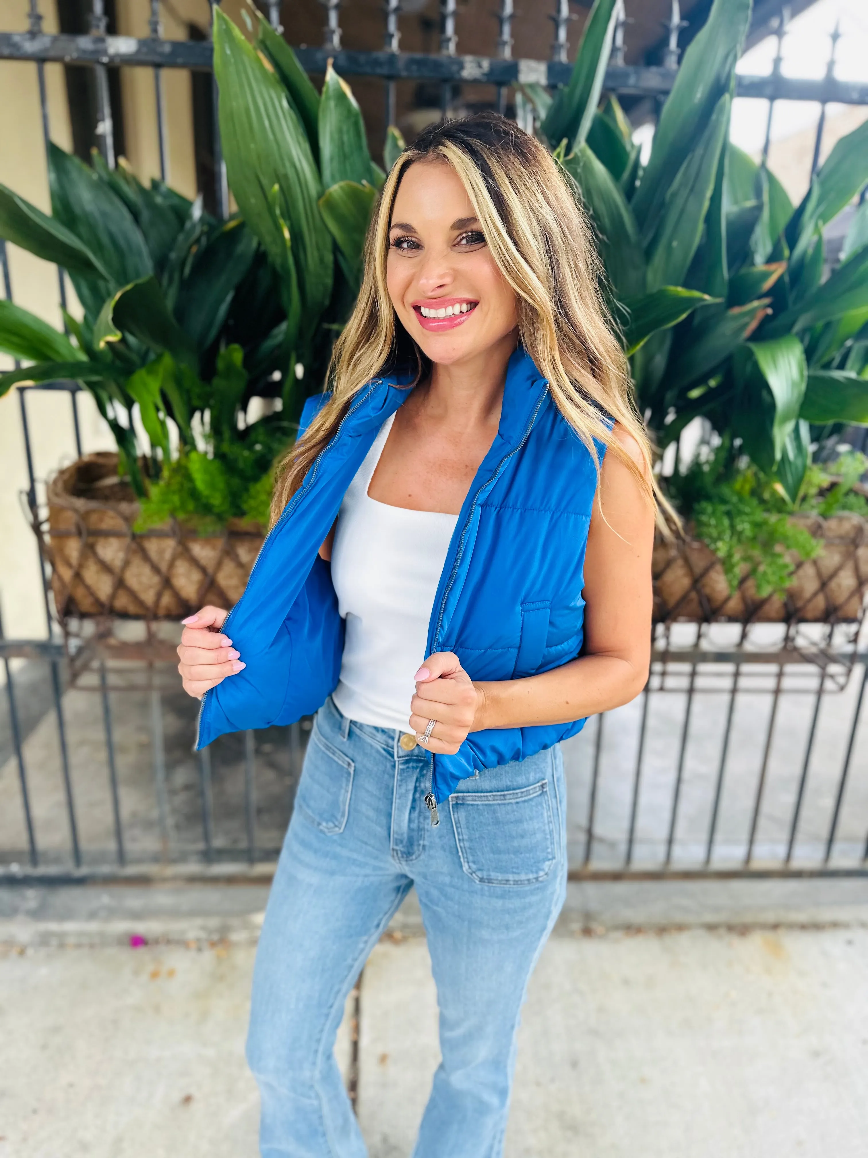 Landon Puffer Vest- Cobalt