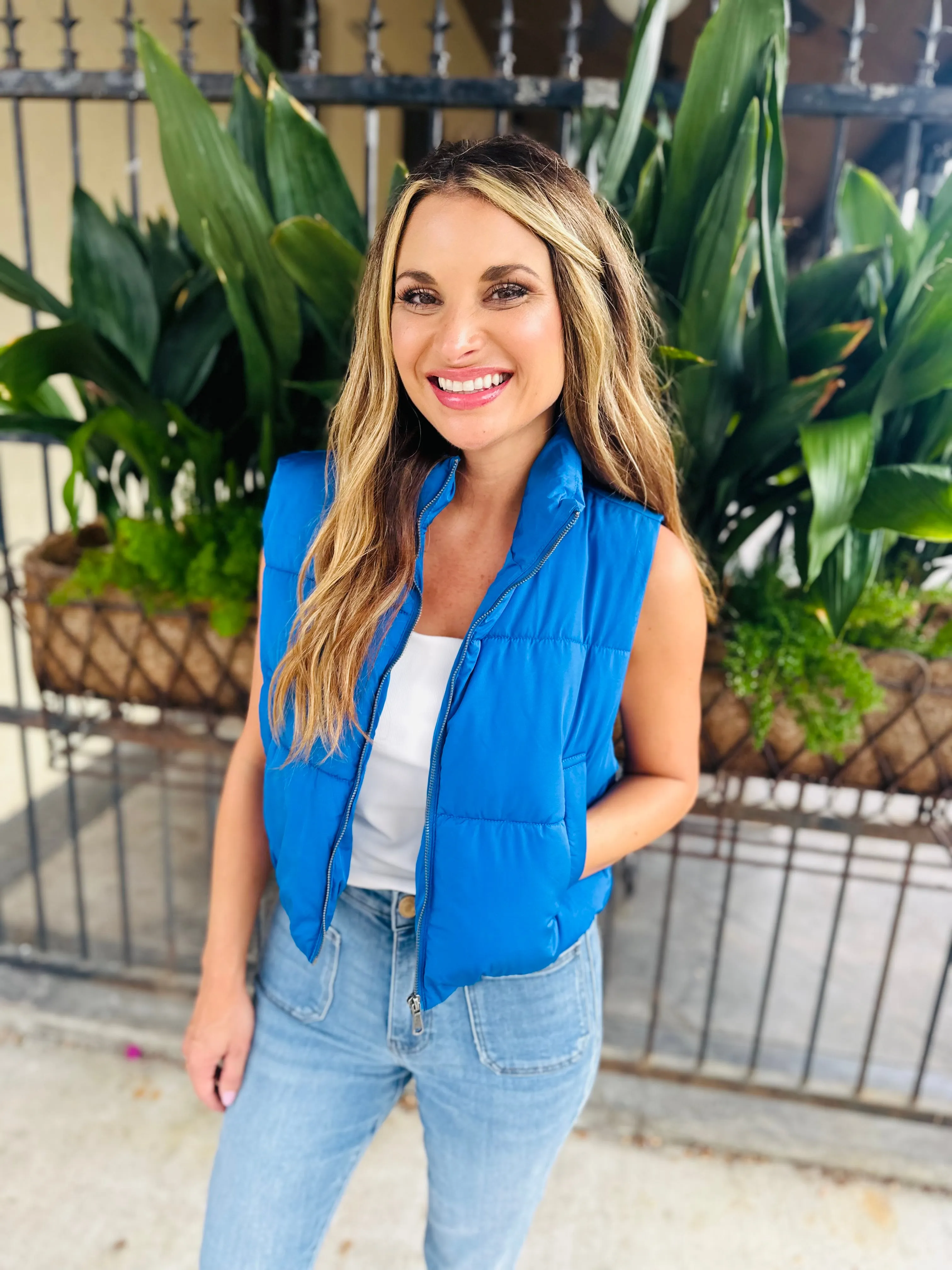 Landon Puffer Vest- Cobalt
